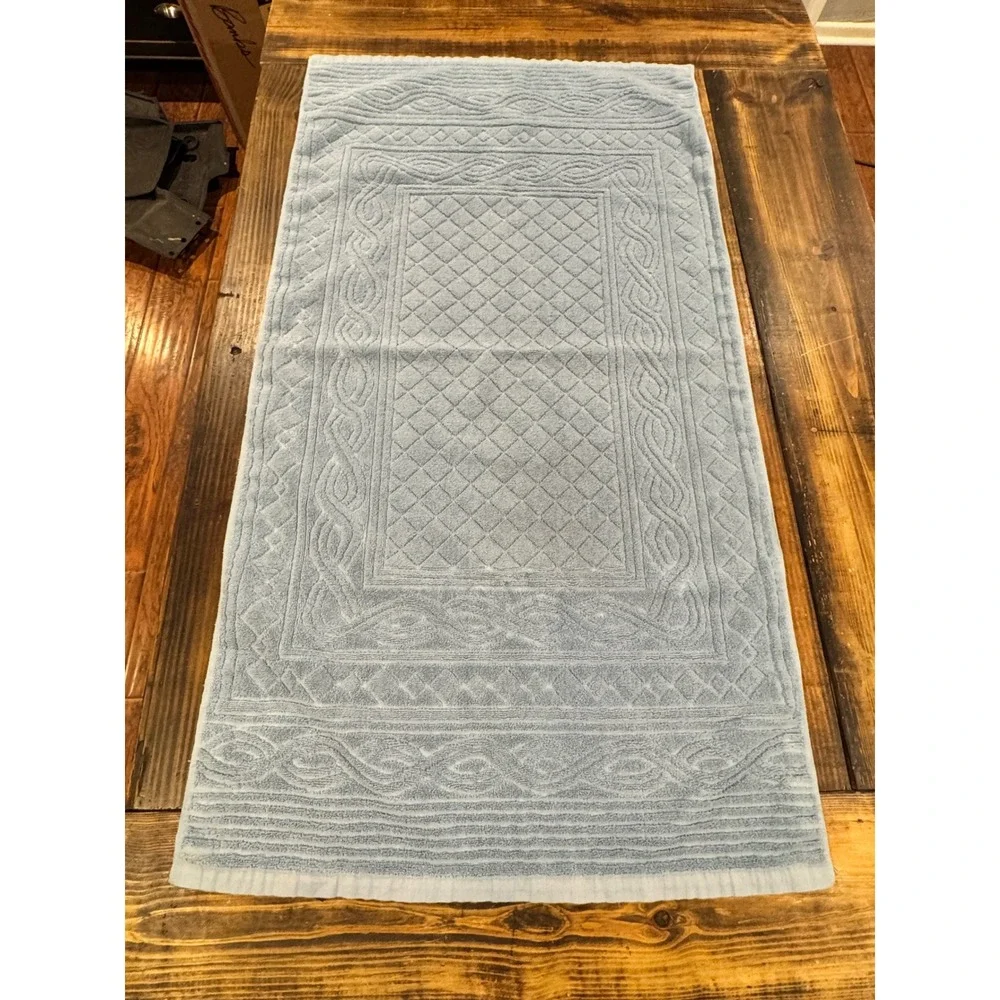 Ralph Lauren 3pc Towel Set Blue White‎ Cotton Quilted Diamond Made in USA Luxury